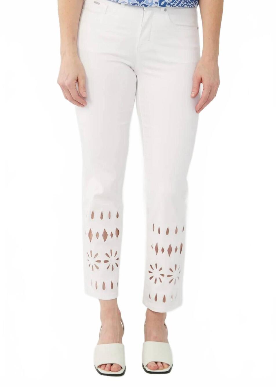 NEW FDJ olivia straight eyelet ankle jeans in white